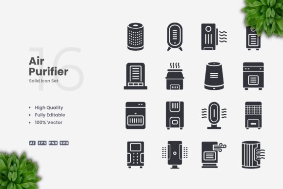 Air Purifier Solid Icons