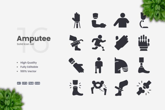Amputee Solid Icons: Clean, Versatile, and Professional