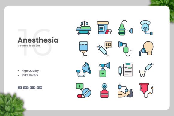 Anesthesia Color Icons for Modern Design