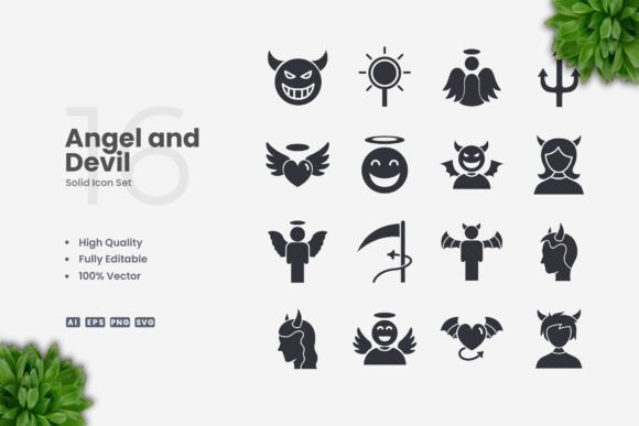 Angel and Devil Solid Icons for Modern Design Projects