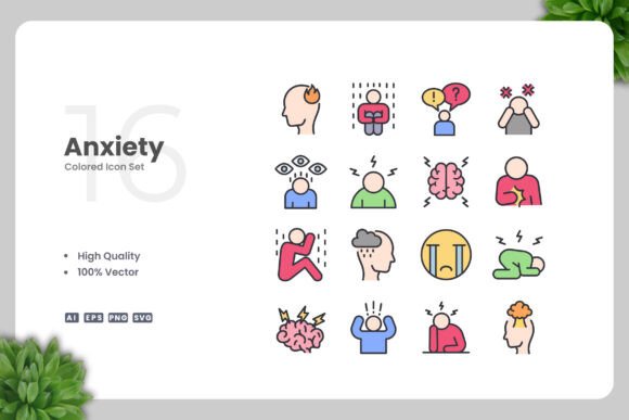 Anxiety Color Icons for Creative Projects