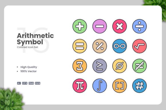 Arithmetic Symbol Color Icons for Every Need