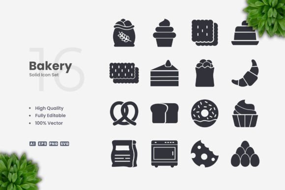 Bakery Solid Icons: A Versatile Design Resource for Modern Projects