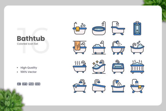 Bathtub 2 Color Icons for Professional and Creative Workflows