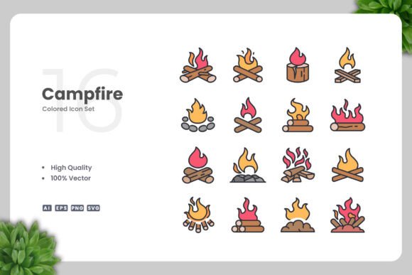 Campfire Color Icons for Creative Projects