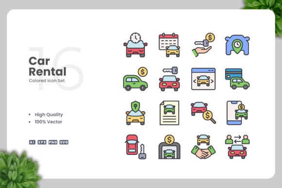 Car Rental Color Icons