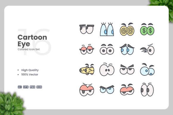 Cartoon Eye Color Icons for Streamlined Design Workflows