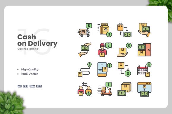 Cash on Delivery Color Icons: A Versatile Design Solution for Modern Projects