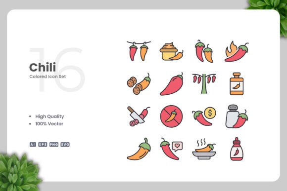 Chili Color Icons for Simple Design