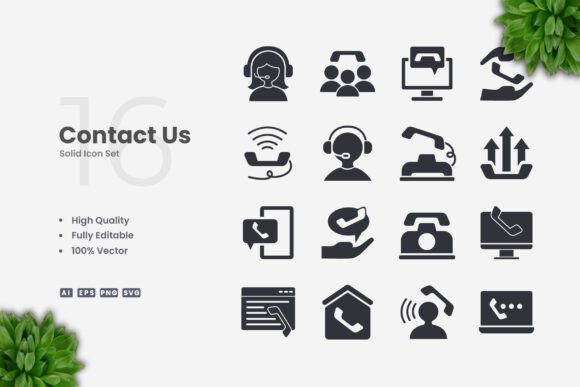 Contact Us Solid Icons for Modern Design Needs