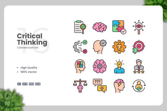 Critical Thinking Color Icons for Modern Design Projects