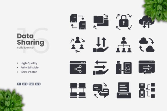 Data Sharing Solid Icons