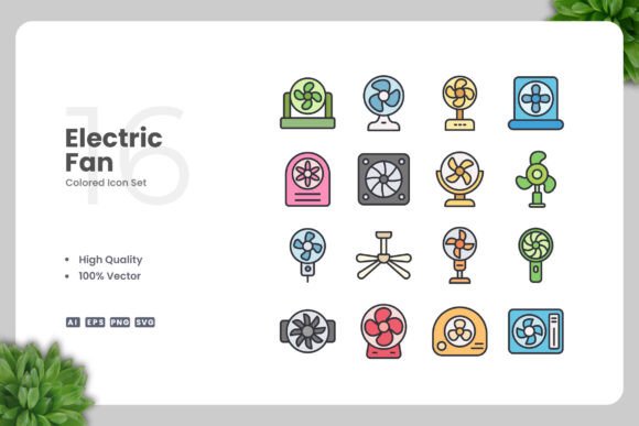 Electric Fan Color Icons: Simple and Clean Design