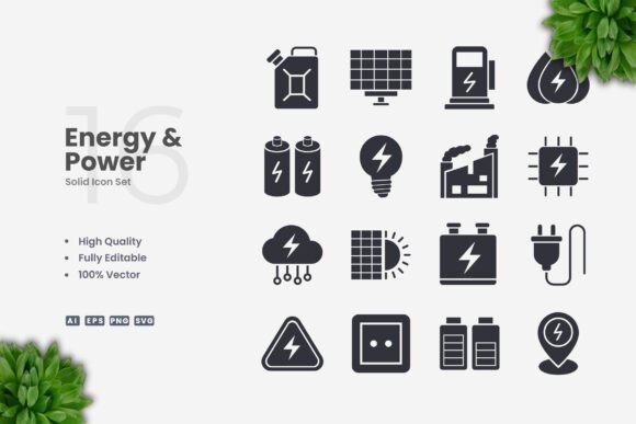 Energy and Power Solid Icons: A Versatile Design Solution for Modern Projects