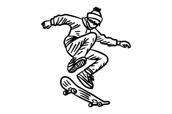 Extreme Skateboarding Stunt Doodle: A Unique Visual Asset for Creative Projects
