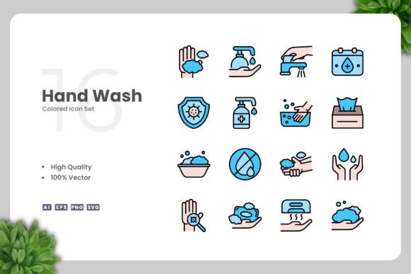 Hand Wash Color Icons: A Simple and Clean Design for Every Project