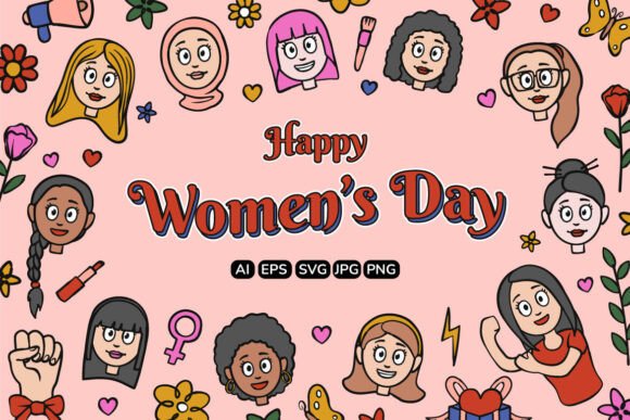 Happy Women s Day Set Illustrations for Creative Projects