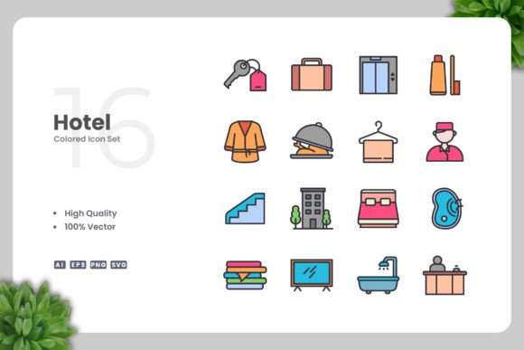 Hotel Color Icons: A Simple and Clean Design for Every Project