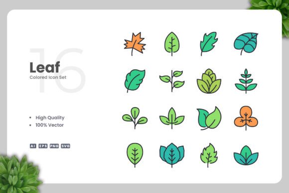 Leaf Color Icons for Versatile Design Projects