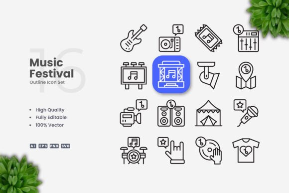 Music Festival Icons: Simple & Clean Design