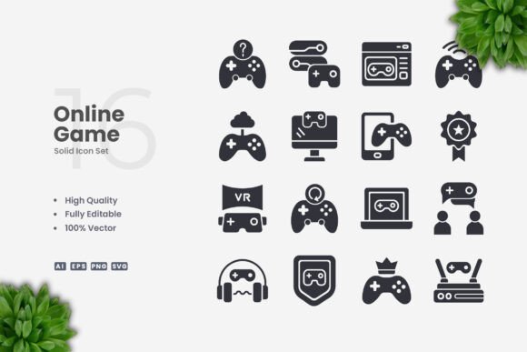 Online Game Solid Icons: Simple and Clean Design for Every Project