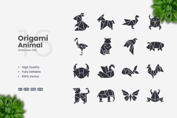 Origami Animal Solid Icons: A Versatile Design Solution for Modern Creatives