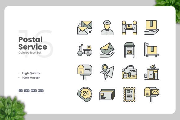 Postal Service Color Icons for Streamlined Design Workflows