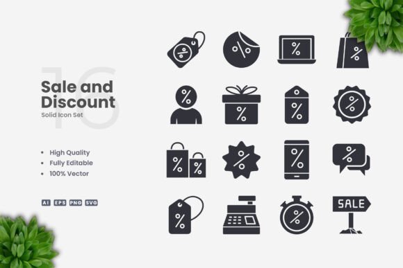 Sale and Discount Solid Icons