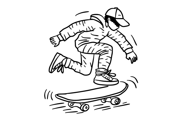 Skateboarding Action Scene Doodle
