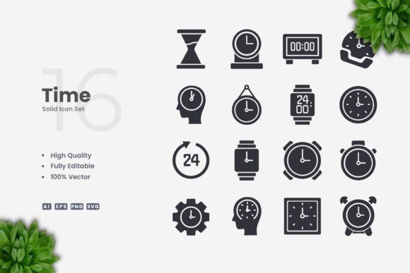 Time Solid Icons for Every Project