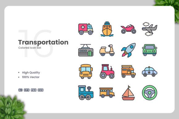 Transportation Color Icons for Modern Design Projects