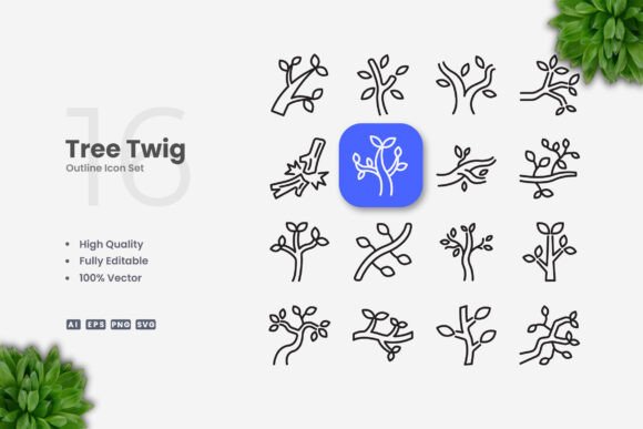 Tree Twig Icons: Simple and Clean Design