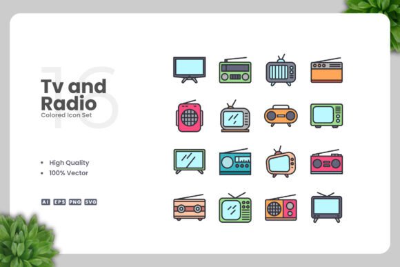 TV and Radio Color Icons: A Versatile Design Solution for Digital and Print Media