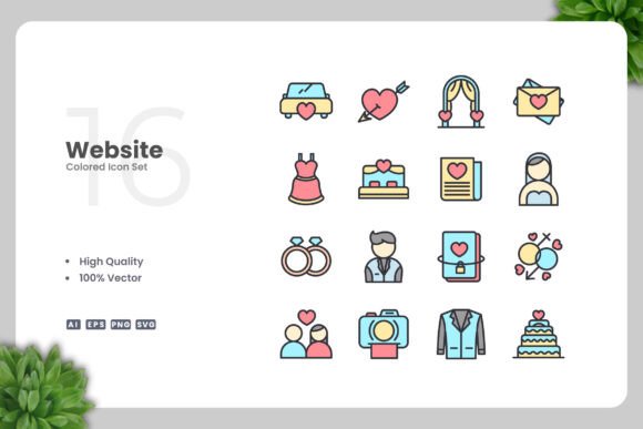 Wedding Color Icons: A Simple and Clean Design for Every Project