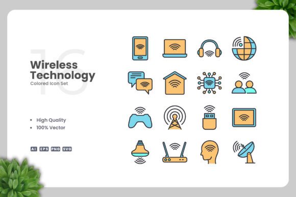 Wireless Technology Color Icons: A Versatile Design Solution for Modern Projects