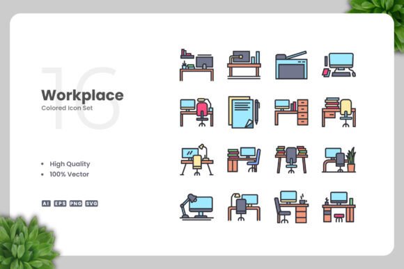 Workplace Color Icons: Simple and Clean Design